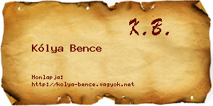 Kólya Bence névjegykártya